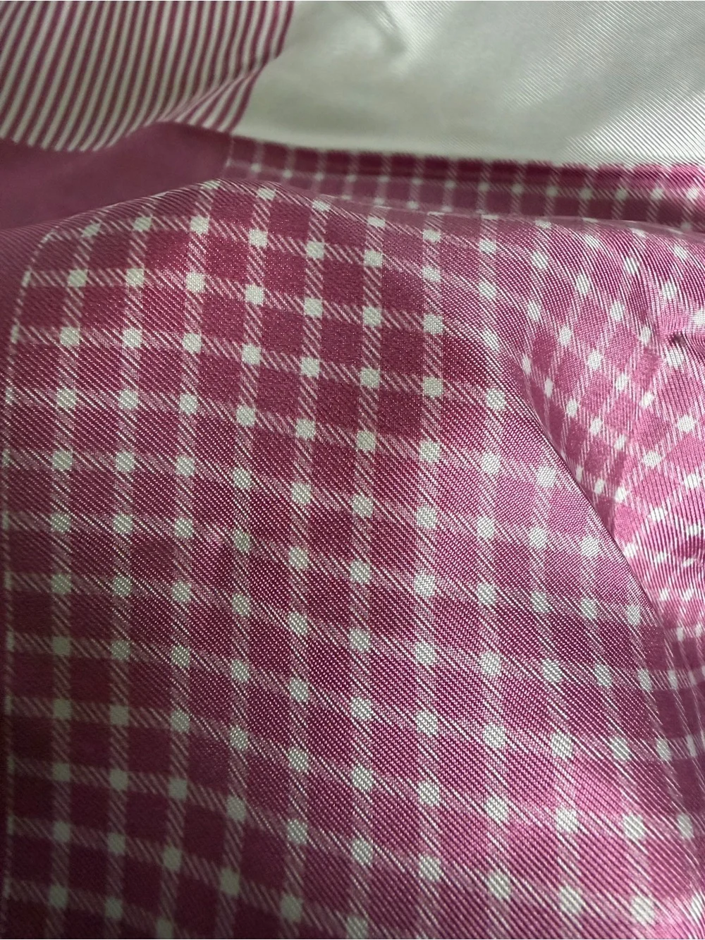 Pink and White Patchwork Silk Scarf